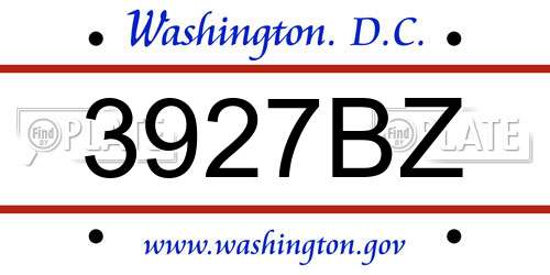 3927BZ District Of Columbia License Plate