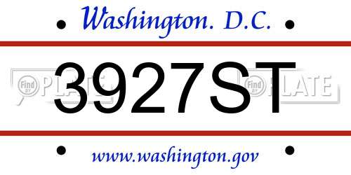 3927ST District Of Columbia License Plate