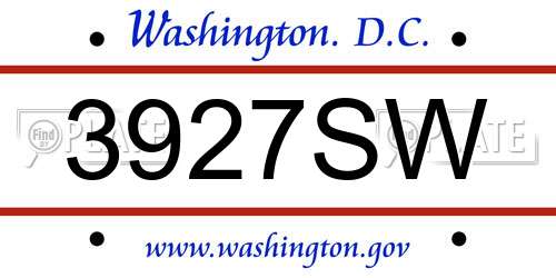 3927SW District Of Columbia License Plate
