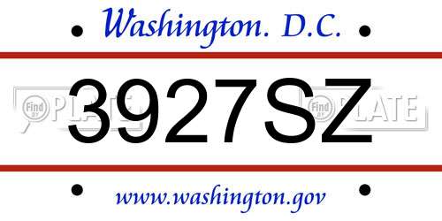 3927SZ District Of Columbia License Plate