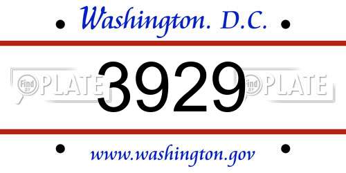 3929 District Of Columbia License Plate