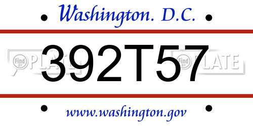 392T57 District Of Columbia License Plate
