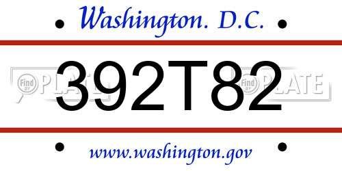 392T82 District Of Columbia License Plate