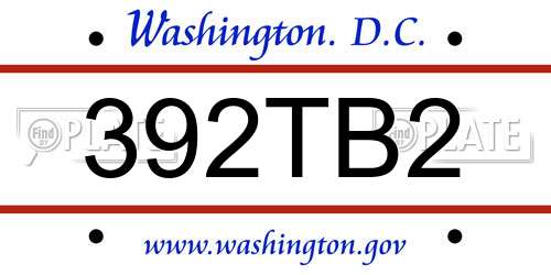 392TB2 District Of Columbia License Plate