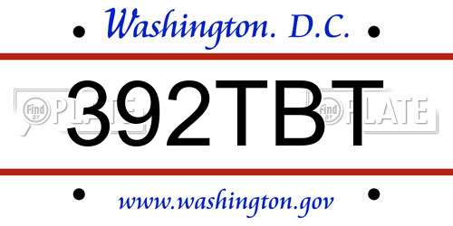 392TBT District Of Columbia License Plate
