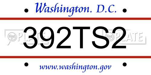 392TS2 District Of Columbia License Plate