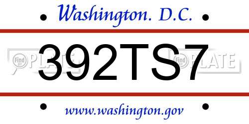 392TS7 District Of Columbia License Plate