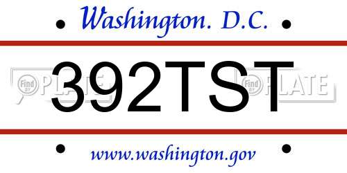 392TST District Of Columbia License Plate