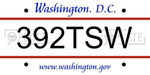 392TSW District Of Columbia License Plate
