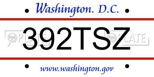 392TSZ District Of Columbia License Plate