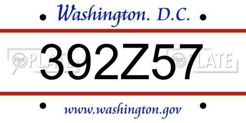 392Z57 District Of Columbia License Plate