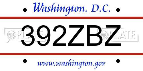 392ZBZ District Of Columbia License Plate