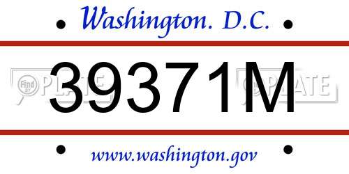 39371M District Of Columbia License Plate