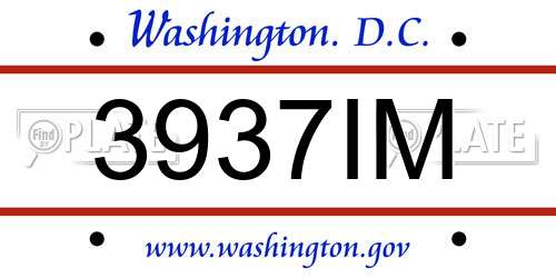 3937IM District Of Columbia License Plate