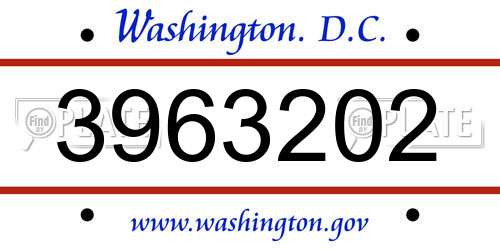 3963202 District Of Columbia License Plate