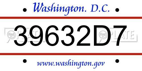 39632D7 District Of Columbia License Plate