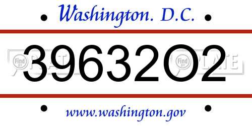 39632O2 District Of Columbia License Plate