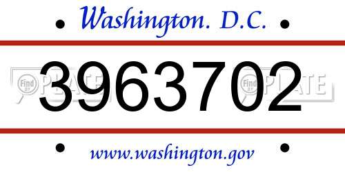 3963702 District Of Columbia License Plate