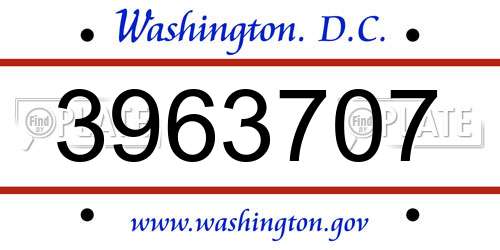 3963707 District Of Columbia License Plate