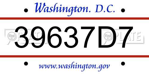 39637D7 District Of Columbia License Plate