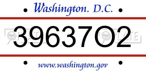 39637O2 District Of Columbia License Plate