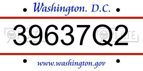 39637Q2 District Of Columbia License Plate