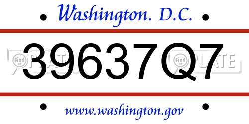39637Q7 District Of Columbia License Plate