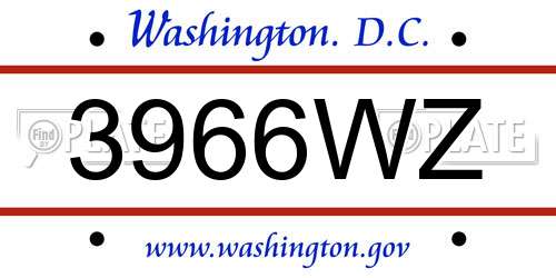 3966WZ District Of Columbia License Plate