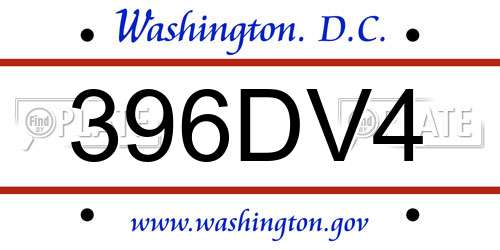 396DV4 District Of Columbia License Plate