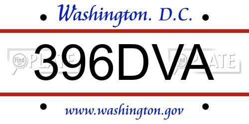 396DVA District Of Columbia License Plate