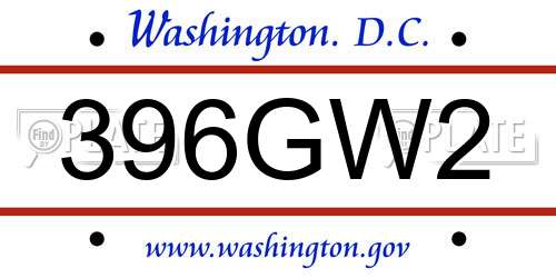 396GW2 District Of Columbia License Plate