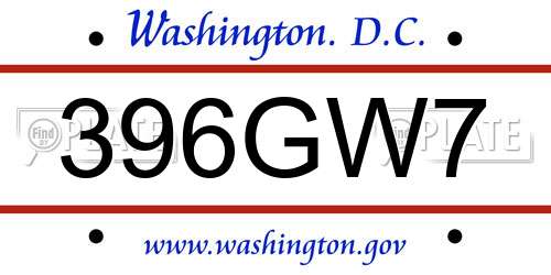 396GW7 District Of Columbia License Plate