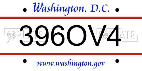396OV4 District Of Columbia License Plate