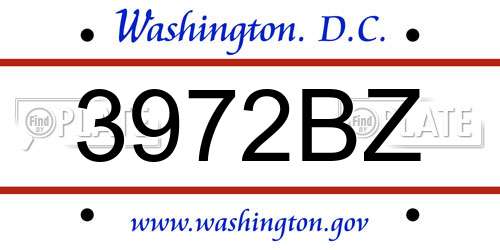 3972BZ District Of Columbia License Plate