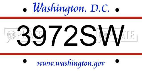 3972SW District Of Columbia License Plate