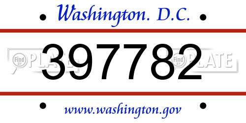 397782 District Of Columbia License Plate