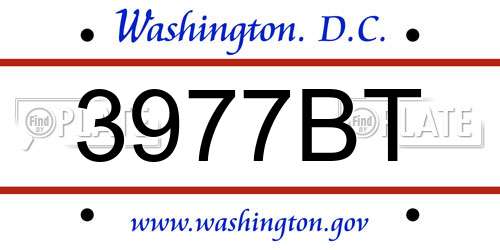 3977BT District Of Columbia License Plate