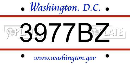 3977BZ District Of Columbia License Plate