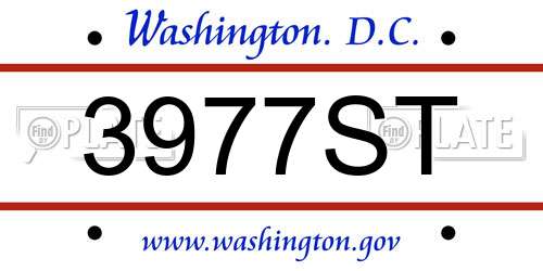 3977ST District Of Columbia License Plate