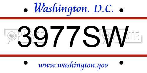 3977SW District Of Columbia License Plate
