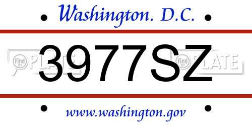 3977SZ District Of Columbia License Plate
