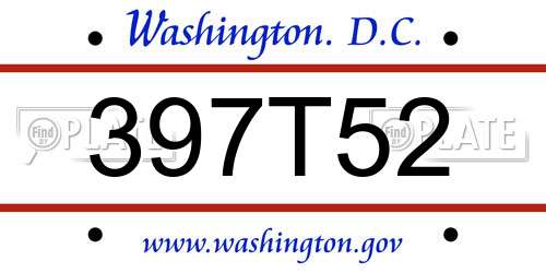 397T52 District Of Columbia License Plate