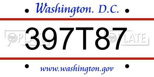 397T87 District Of Columbia License Plate
