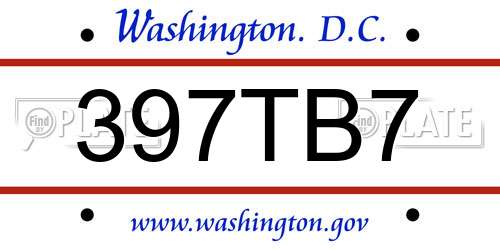397TB7 District Of Columbia License Plate
