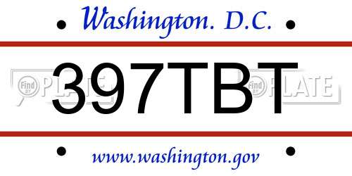 397TBT District Of Columbia License Plate
