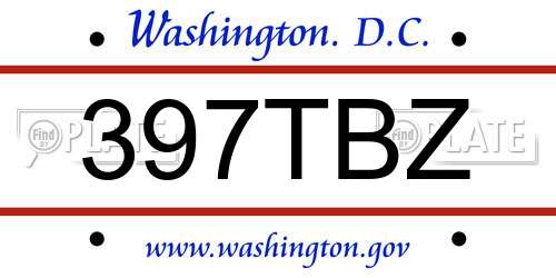 397TBZ District Of Columbia License Plate