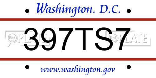 397TS7 District Of Columbia License Plate
