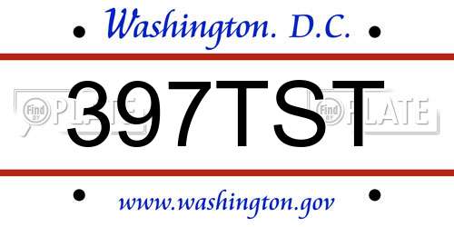 397TST District Of Columbia License Plate