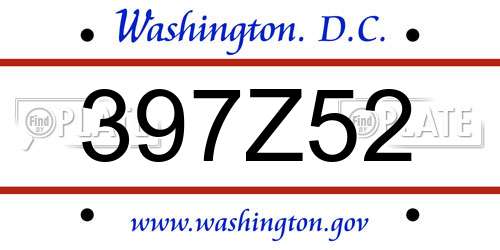397Z52 District Of Columbia License Plate