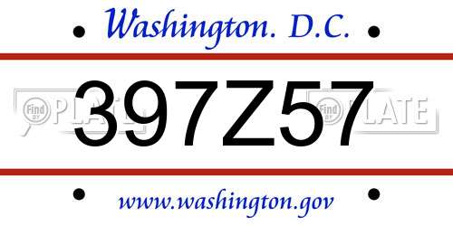397Z57 District Of Columbia License Plate